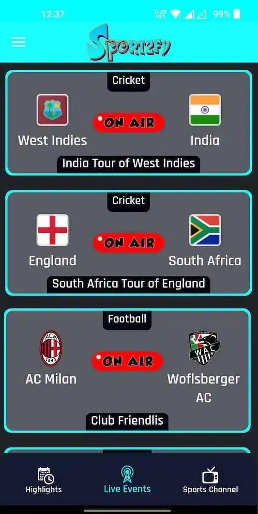 تحميل تطبيق Sportzfy Tv مهكر للاندرويد Apk أخر إصدار 2026 مجانا تحميل تطبيق Sportzfy Tv مهكر للاندرويد Apk أخر إصدار 2026 مجانا