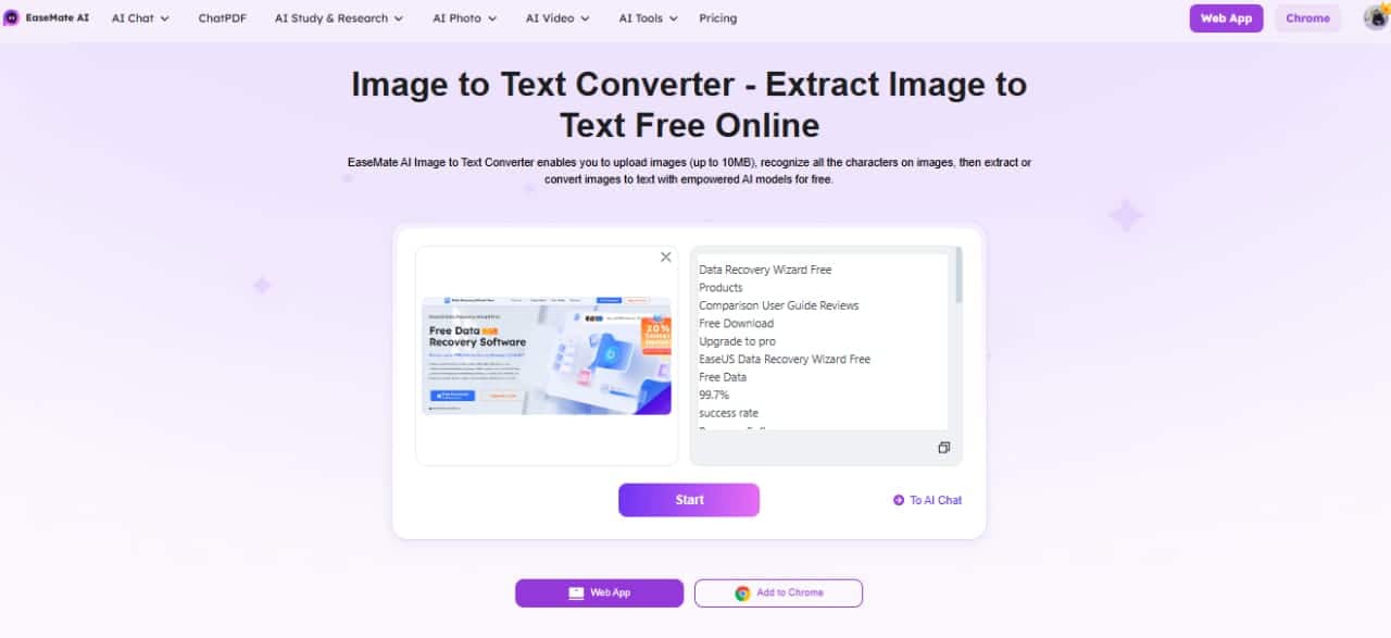 تحويل الصور إلى نص بسهولة في ثلاث نقرات مع EaseMate AI تحويل الصور إلى نص بسهولة في ثلاث نقرات مع EaseMate AI