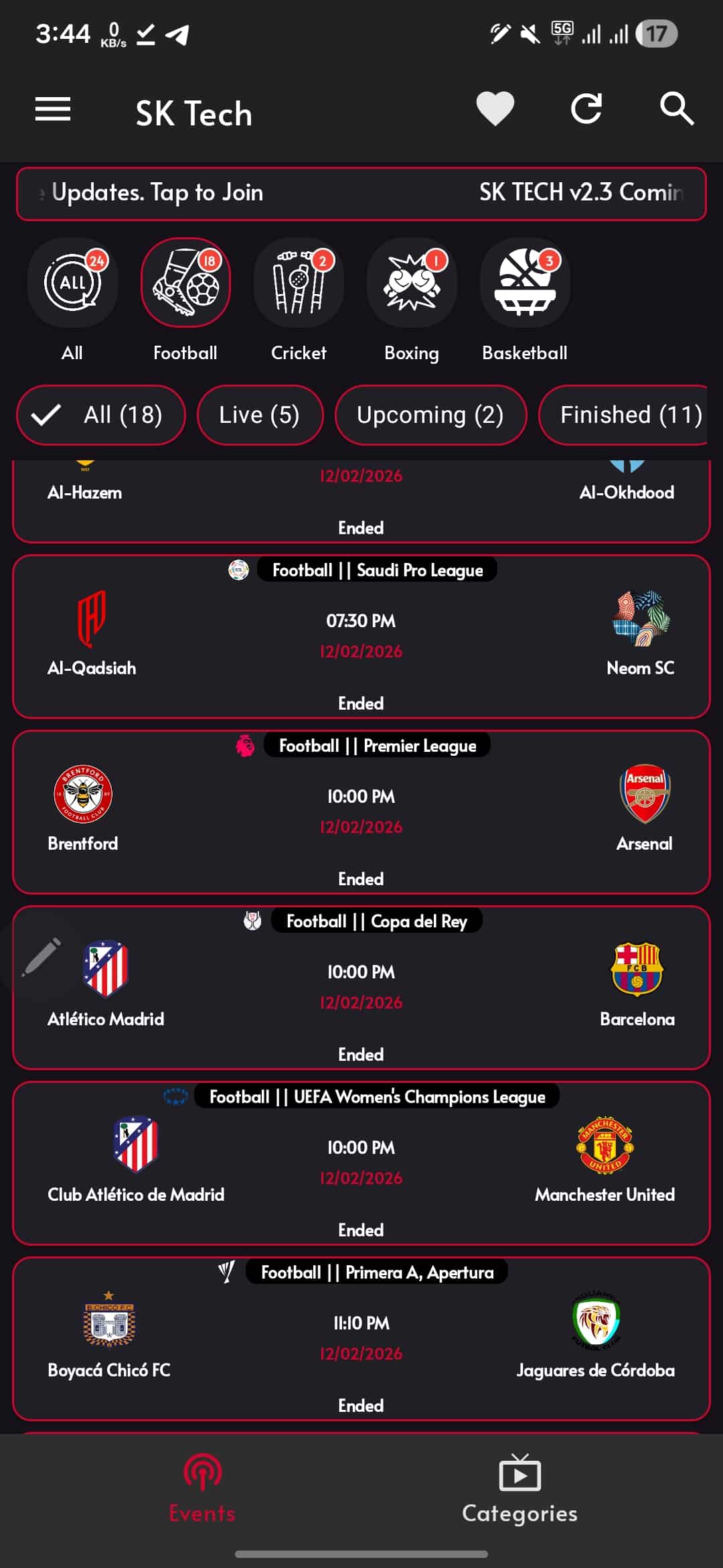 تحميل تطبيق SK Tech مهكر Apk للمباريات والقنوات للندرويد أخر إصدار 2026 مجانا تحميل تطبيق SK Tech مهكر Apk للمباريات والقنوات للندرويد أخر إصدار 2026 مجانا