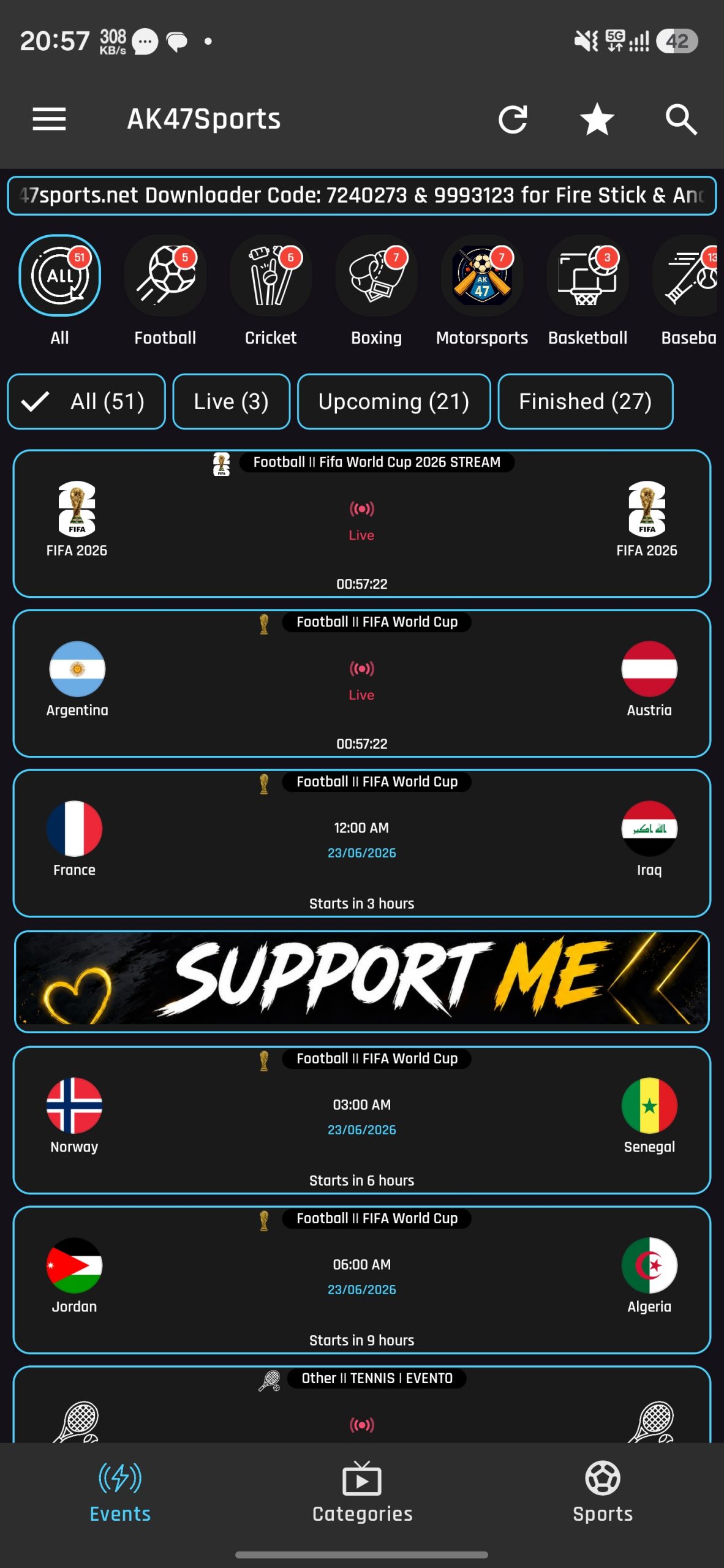 تحميل برنامج AK47 Sports مهكر للاندرويد Apk أخر إصدار 2026 مجانا تحميل برنامج AK47 Sports مهكر للاندرويد Apk أخر إصدار 2026 مجانا